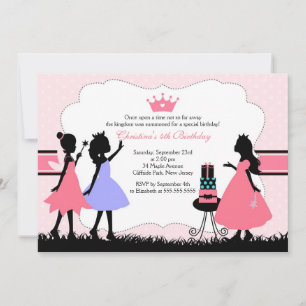 Convite Festa de aniversário Bonito princesa rosa