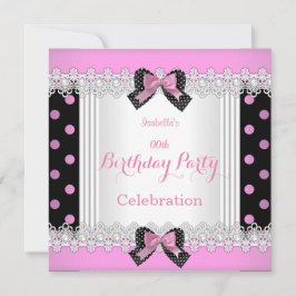 Convite Festa de aniversário branca, cor-de-rosa-claro, Bo