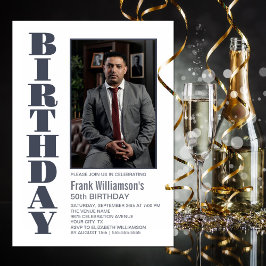 Convite Festa de aniversário Branca de Fotos de Qualquer C