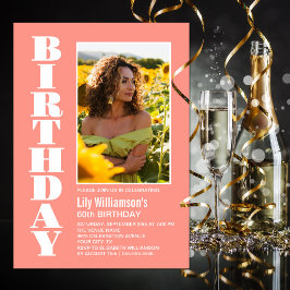 Convite Festa de aniversário Branca de Fotos Moderna de Qu