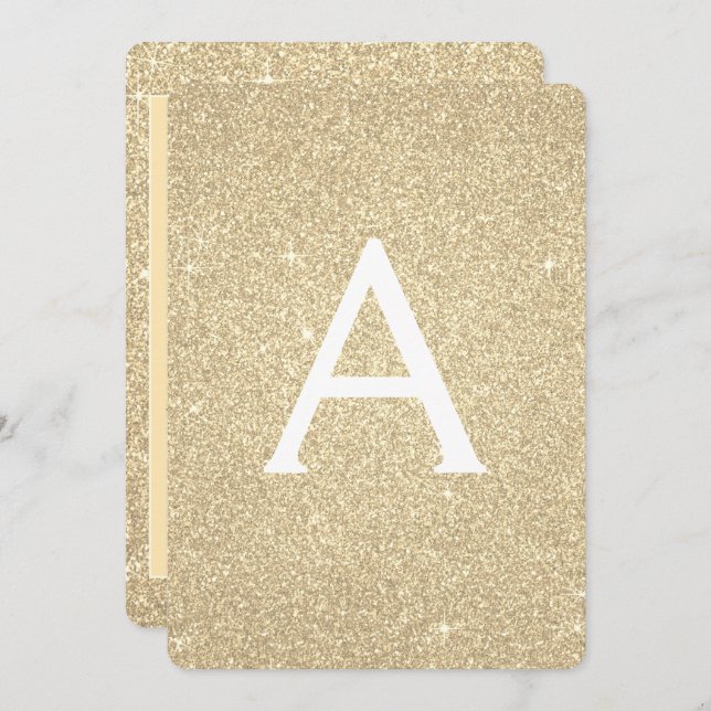 Convite Festa de aniversário Brilhante Dourada (Frente/Verso)