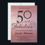 Convite festa de aniversário brilhante Dourada de 50 fabul<br><div class="desc">50 e convite de aniversário fabuloso em brilho rosa dourado.</div>