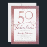 Convite festa de aniversário brilhante Dourada de 50 fabul<br><div class="desc">50 e convite de aniversário fabuloso em brilho rosa dourado.</div>