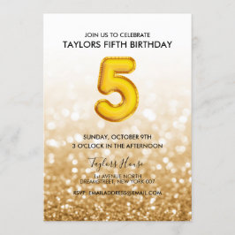 Convite Festa de aniversário brilhante Dourada do balão Do