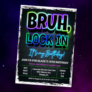 Convite Festa de Aniversário Bruh Lock In