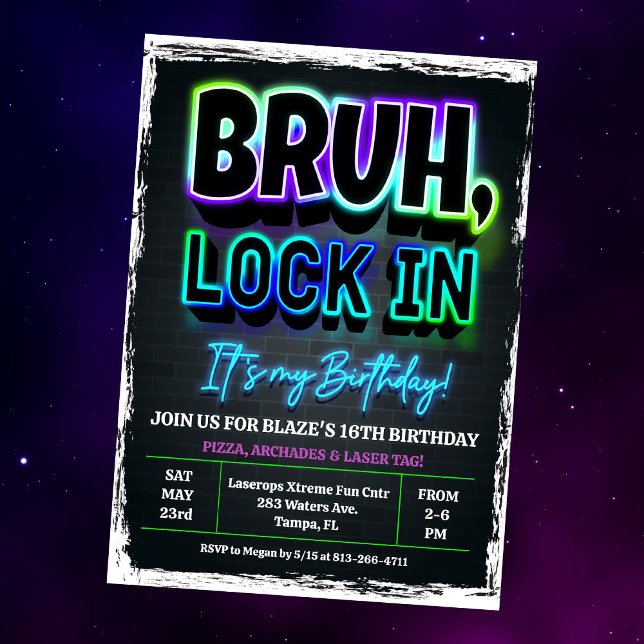 Convite Festa de Aniversário Bruh Lock In (Criador carregado)