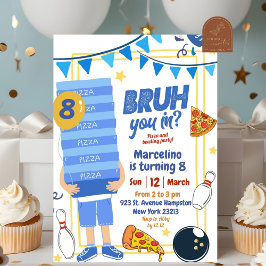 Convite Festa de Aniversário Bruh You in Blue Pizza e Boli