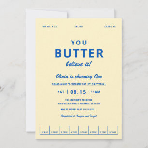 Convite Festa de Aniversário Butter Believe It First