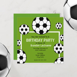 Convite Festa de aniversário - campo de futebol & bolas d