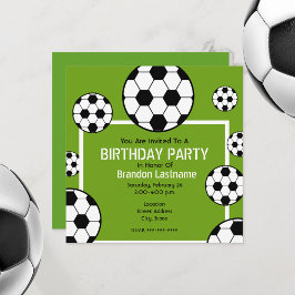 Convite Festa de aniversário - Campo de futebol e bolas de