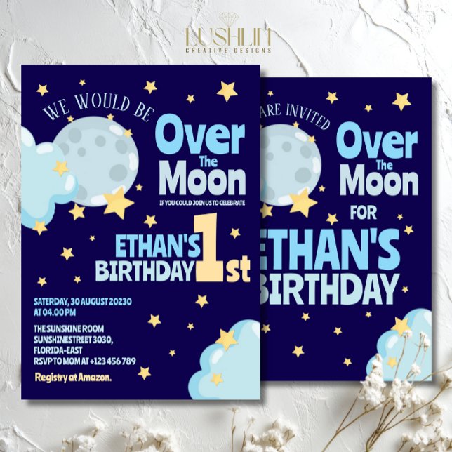 Convite Festa de Aniversário Caprichosa Celestial Além da  (Criador carregado)
