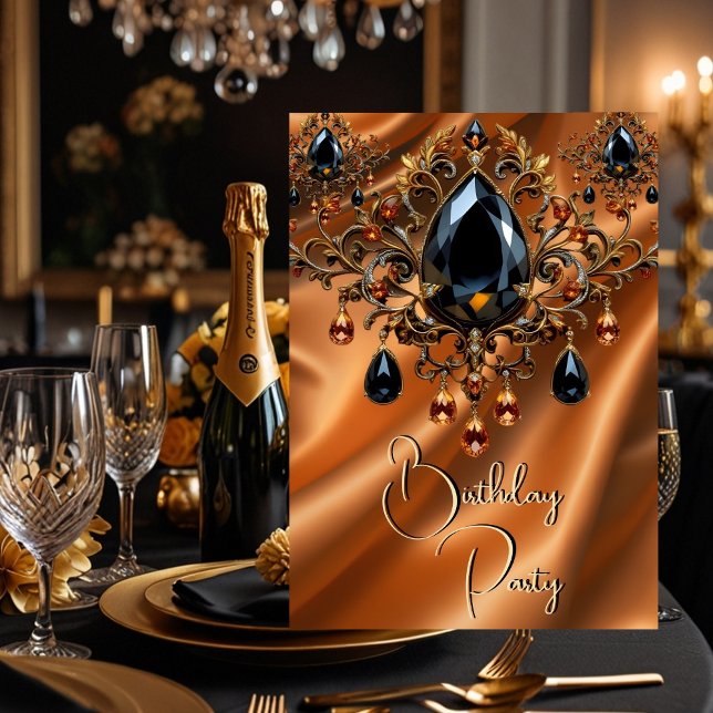 Convite Festa de aniversário Caramelo Dourado da Seda (Criador carregado)