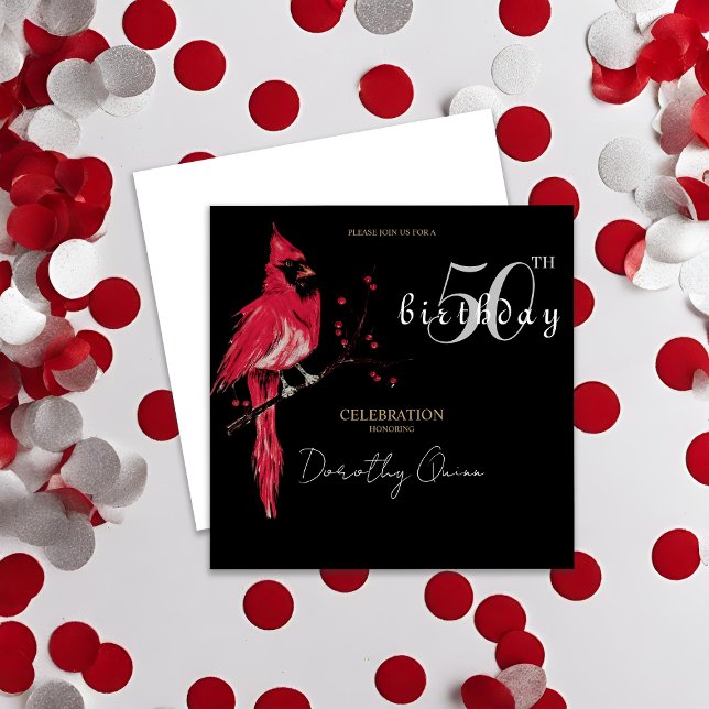 Convite Festa de aniversário Cardinal de Aquarela (Criador carregado)