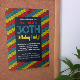 Convite Festa de aniversário Celta Stripe Vermelho Vermelh