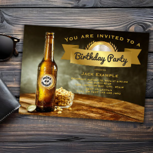 Convite Festa de Aniversário Cerveja para Homens Qualquer 