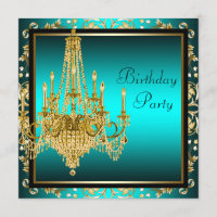 Festa de aniversário Chandelier Dourada Damask Azu