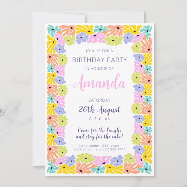 Convite Festa de aniversário Cheio de Borda (Frente)