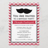 Festa de aniversário Chevron do bigode vermelho