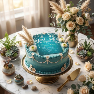 Convite Festa de aniversário Chic Turquoise Sparkle String