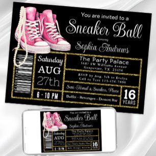 Convite Festa de Aniversário Chucks e Pérolas Sneaker Ball