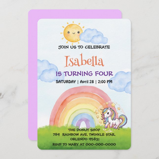 Convite Festa de aniversário cinzenta do arco-íris do sol (Frente/Verso)