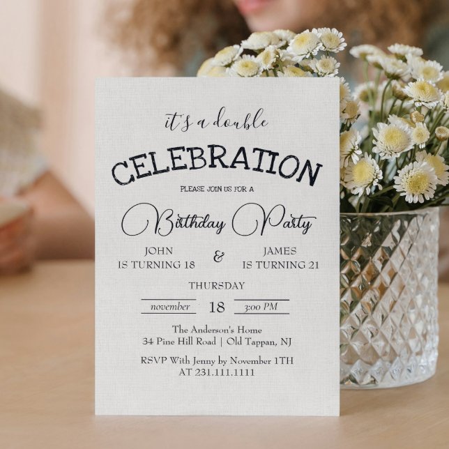 Convite Festa de aniversário Clássica Canva Dupla (Criador carregado)