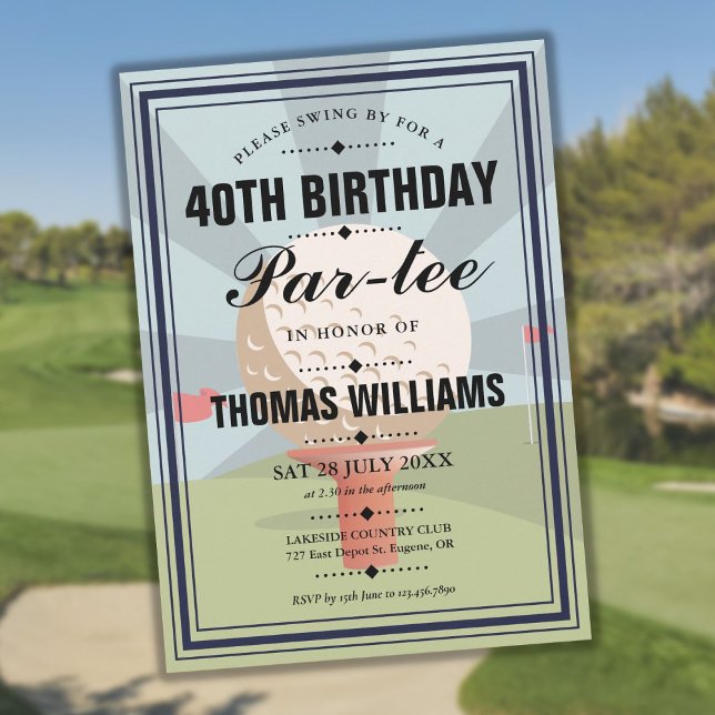 Convite Festa de Aniversário Clássica de Golfe Partee  (Classic Golf Birthday Partee Party Invitation)