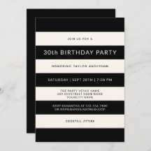 Festa de aniversário Clássica de Listras Pretas e