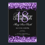 Convite Festa de aniversário Classy 18th Sparkles Purple<br><div class="desc">Elegante e classe 18th Festa de aniversário Sparkles Purple call modelo. Com luzes, cordas e faíscas. Produtos correspondentes disponíveis.</div>