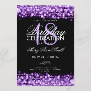Convite Festa de aniversário Classy 18th Sparkles Purple