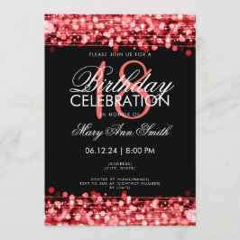 Convite Festa de aniversário Classy 18th Sparkles Red
