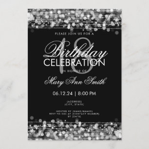 Convite Festa de aniversário Classy 18th Sparkles Silver