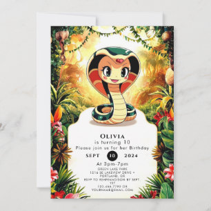 Convite Festa de Aniversário Cobra Boho Pastel