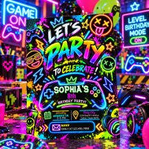 Festa de Aniversário Colorida de Neon com Grafite