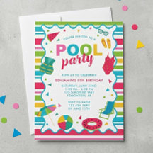 Festa de Aniversário Colorida de Verão na Piscina 