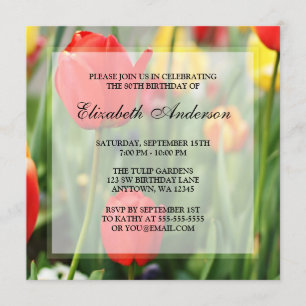 Convite Festa de aniversário colorida do 80 das tulipas d