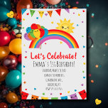 Convite Festa de Aniversário Colorida Kawaii para Crianças<br><div class="desc">Confira este convite de aniversário adorável kawaii de arco-íris para crianças. Criado com amor por Inga. Cheio de corações fofos e estrelas, decorações divertidas de aniversário e balões! Todo o texto é totalmente personalizável! Os amigos e familiares da sua criança ficarão encantados em receber este convite.</div>