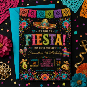 Convite Festa de Aniversário Colorida Mexicana