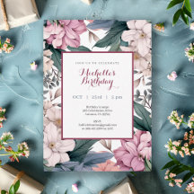 Festa de Aniversário com Aquarela Floral de Jardim