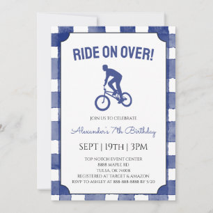 Convite Festa de Aniversário com Bicicleta BMX de Xadrez A