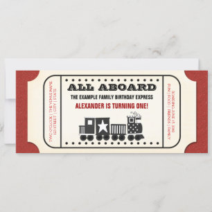 Convite Festa de Aniversário com Bilhete de Trem Antigo