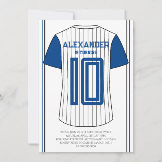 Convite Festa de Aniversário com Camisa de Beisebol Azul