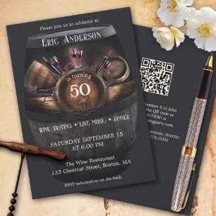Convite Festa de Aniversário com Degustação de Vinhos com 