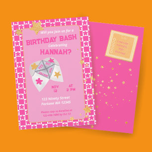 Convite Festa de Aniversário com Dobradura de Dedo Retrô d