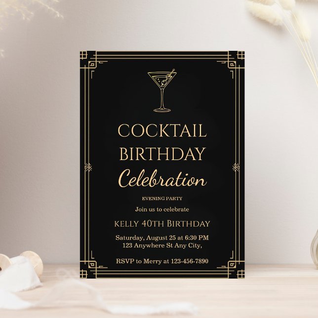 Convite Festa de Aniversário com Drinks para Adultos (Criador carregado)