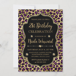 Convite Festa de Aniversário com Estampa de Leopardo Doura