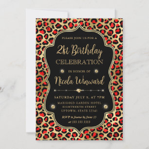 Convite Festa de Aniversário com Estampa de Leopardo Doura