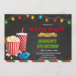 Convite Festa de aniversário com filme de Natal à noite
