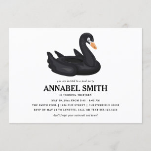 Convite Festa de Aniversário com Flutuador de Cisne Negro 