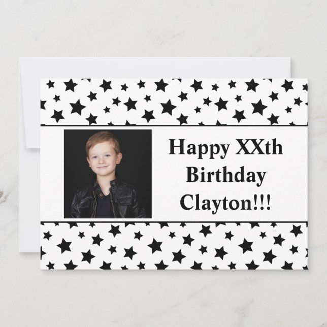 Convite Festa de Aniversário com Foto das Black Stars com  (Frente)